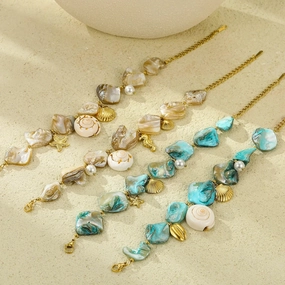 Wholesale Stainless Steel Bracelet Beach Style Shell Pearl Bracelet