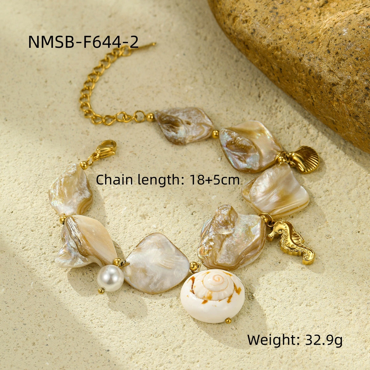 Wholesale Stainless Steel Bracelet Beach Style Shell Pearl Bracelet