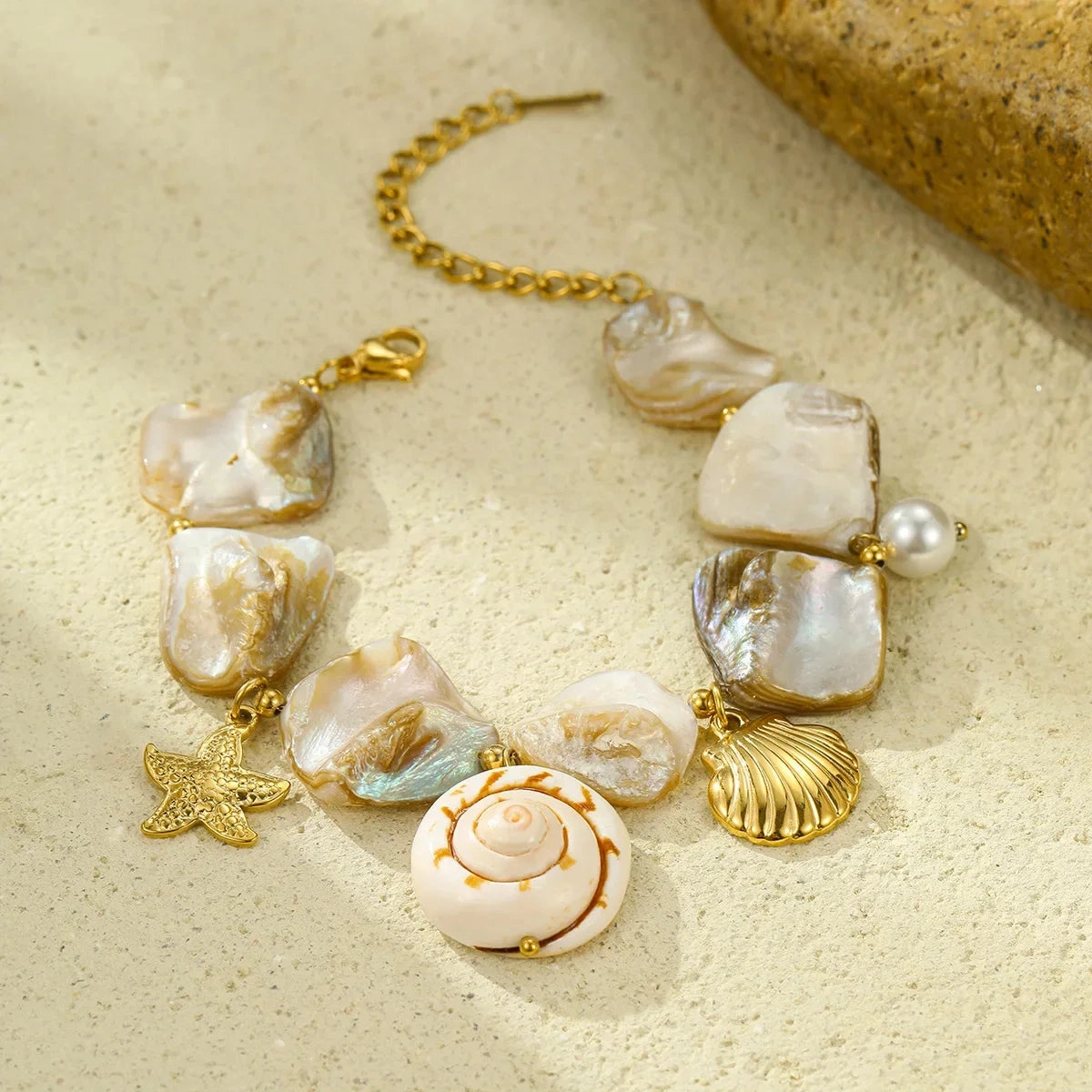 Wholesale Stainless Steel Bracelet Beach Style Shell Pearl Bracelet
