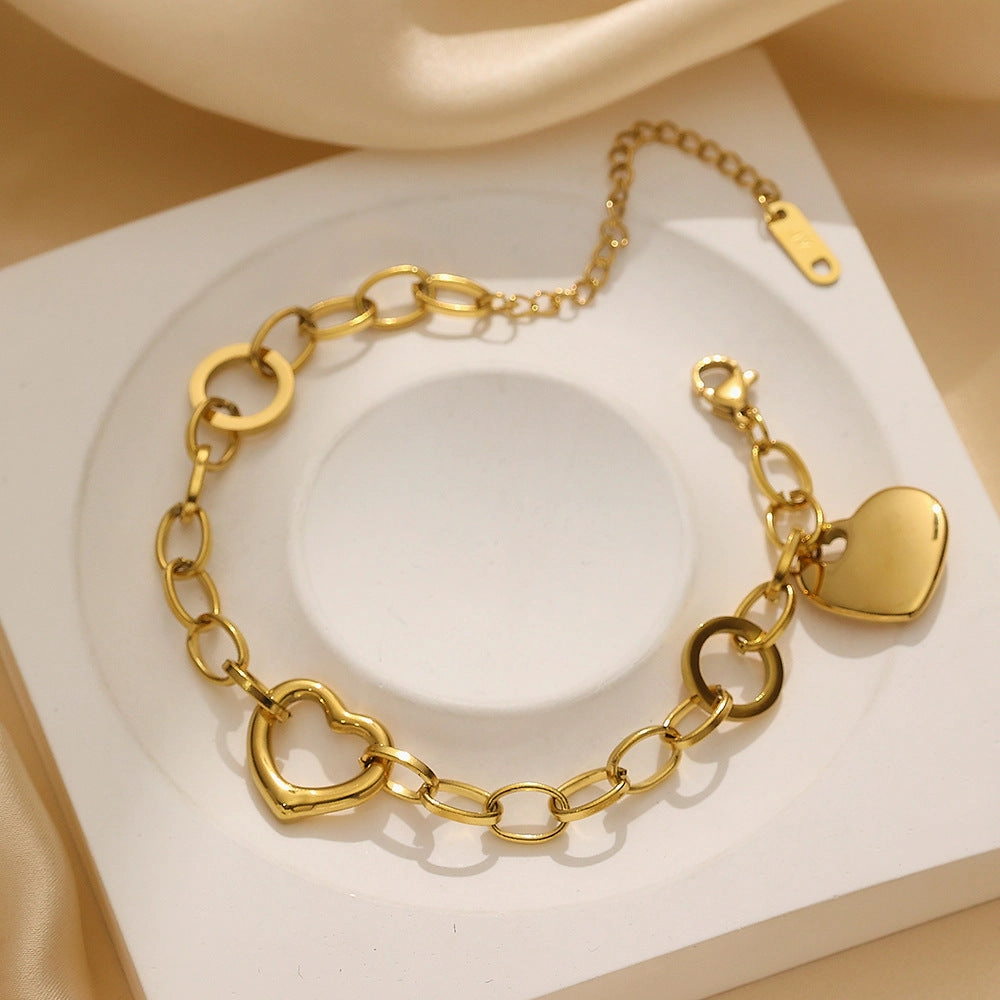 Wholesale Stainless steel bracelet gold plated heart shaped bracelet
