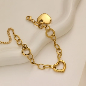 Wholesale Stainless steel bracelet gold plated heart shaped bracelet