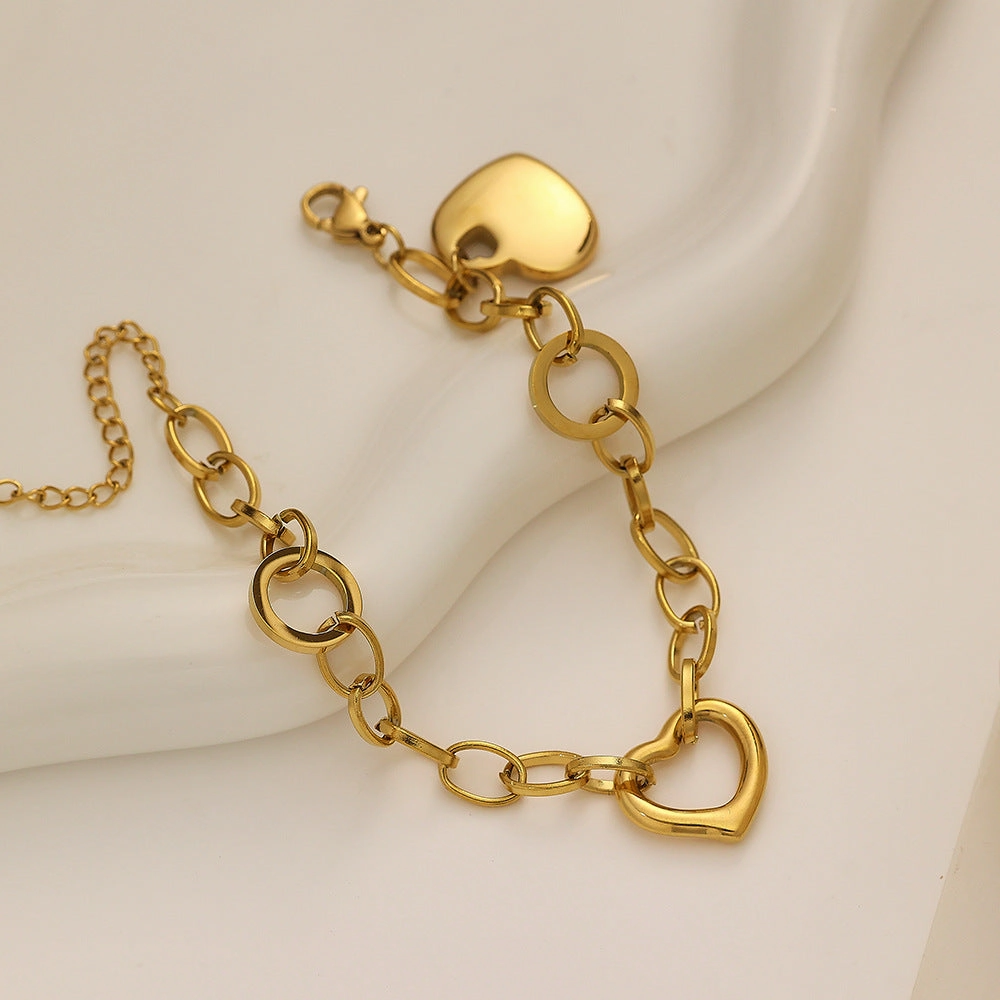 Wholesale Stainless steel bracelet gold plated heart shaped bracelet
