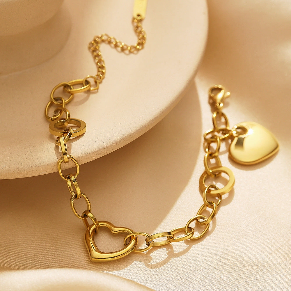 Wholesale Stainless steel bracelet gold plated heart shaped bracelet
