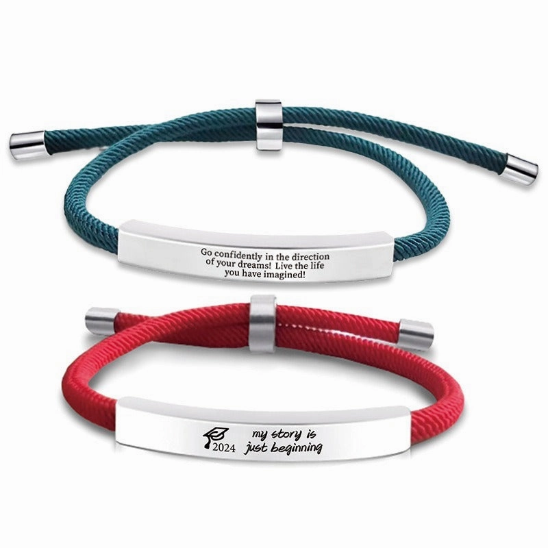 Wholesale Stainless Steel Braided 2024 Graduation Season Day Engraved Bracelet