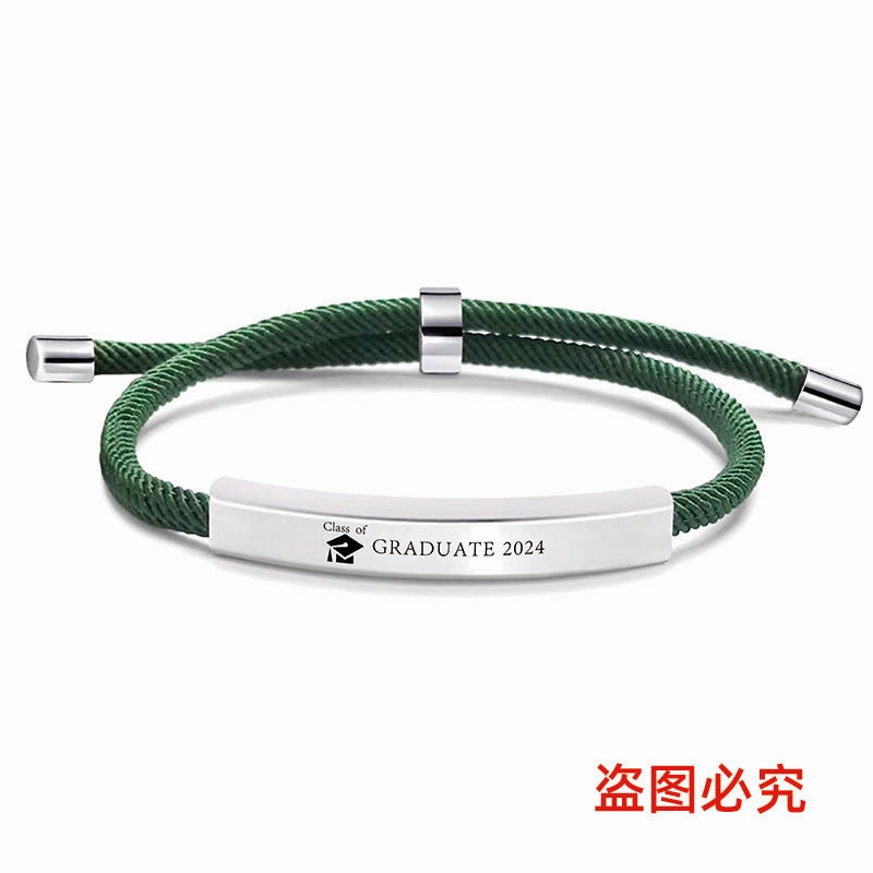 Wholesale Stainless Steel Braided 2024 Graduation Season Day Engraved Bracelet