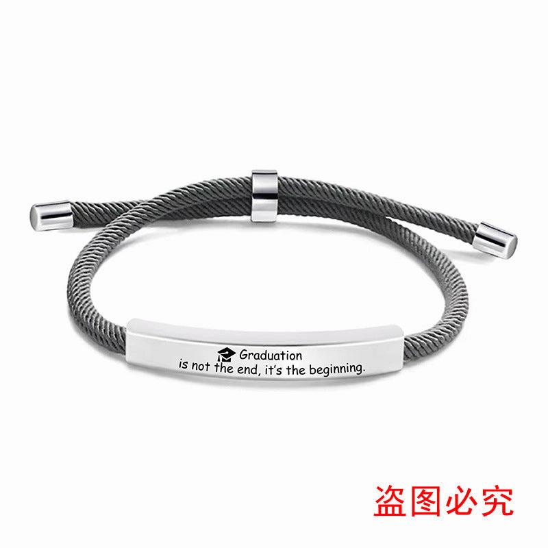 Wholesale Stainless Steel Braided 2024 Graduation Season Day Engraved Bracelet