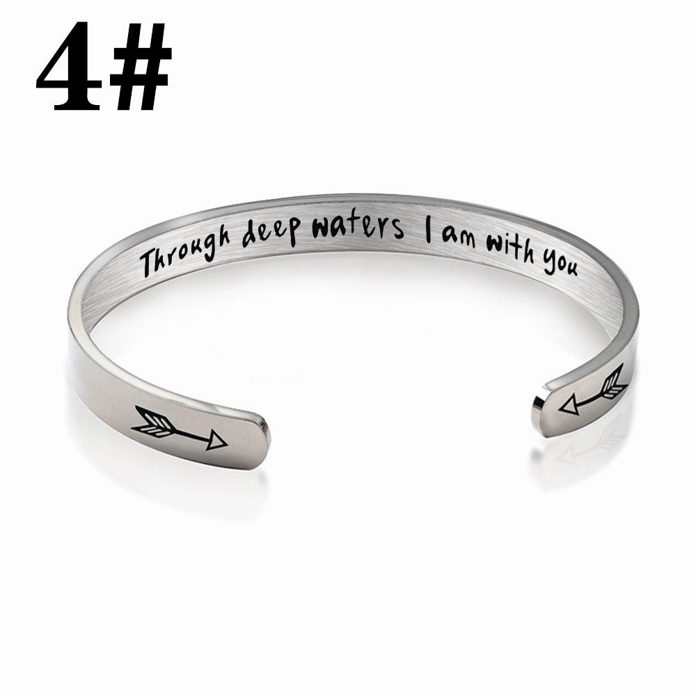 Wholesale Stainless Steel C-Shape Opening Lettering KEEP FUCKING GOING Bracelet