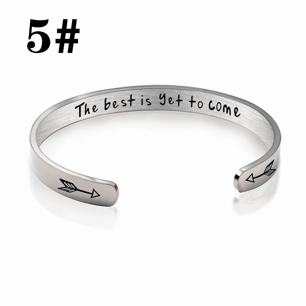 Wholesale Stainless Steel C-Shape Opening Lettering KEEP FUCKING GOING Bracelet
