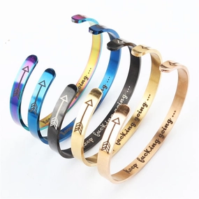 Wholesale Stainless Steel C Shape Opening Multicolor Bracelet