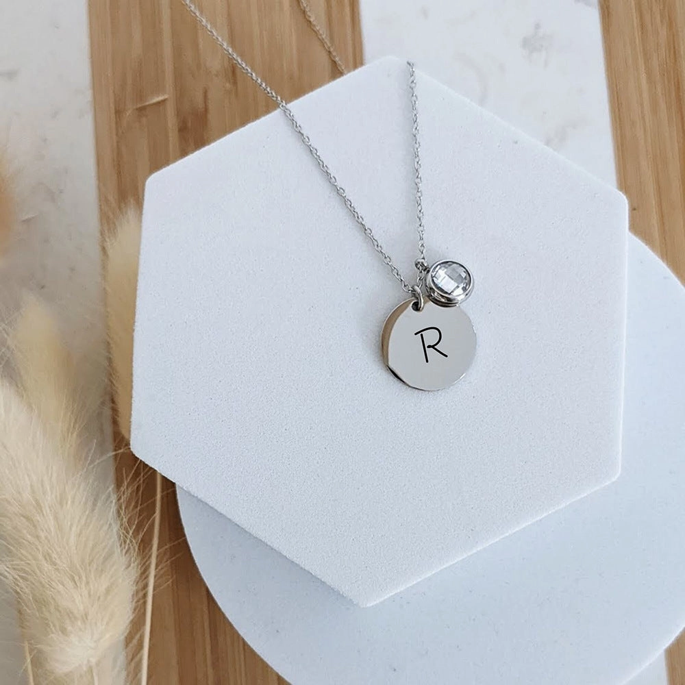 Wholesale Stainless Steel Circle Lettering Necklaces