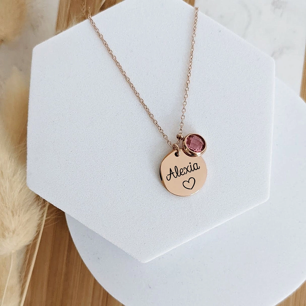 Wholesale Stainless Steel Circle Lettering Necklaces