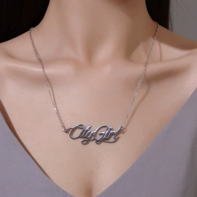 Wholesale Stainless Steel City Girl Letter Necklace DIY Lettering Clavicle Chain
