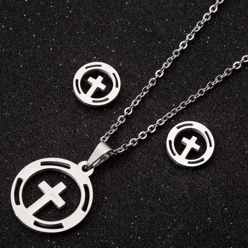 Wholesale Stainless Steel Coconut Hollow Pineapple Thousand Paper Crane Necklace Set