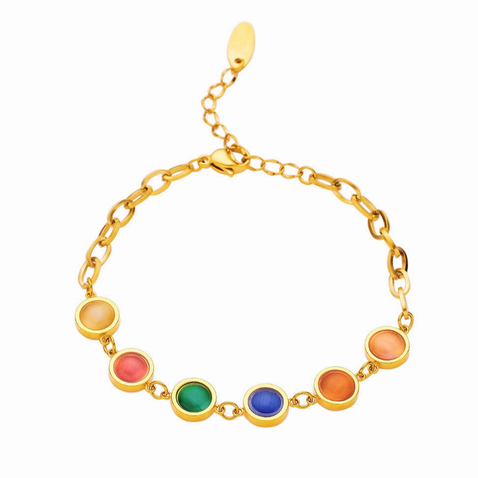 Wholesale Stainless Steel Colored Opal Titanium Steel Bracelet