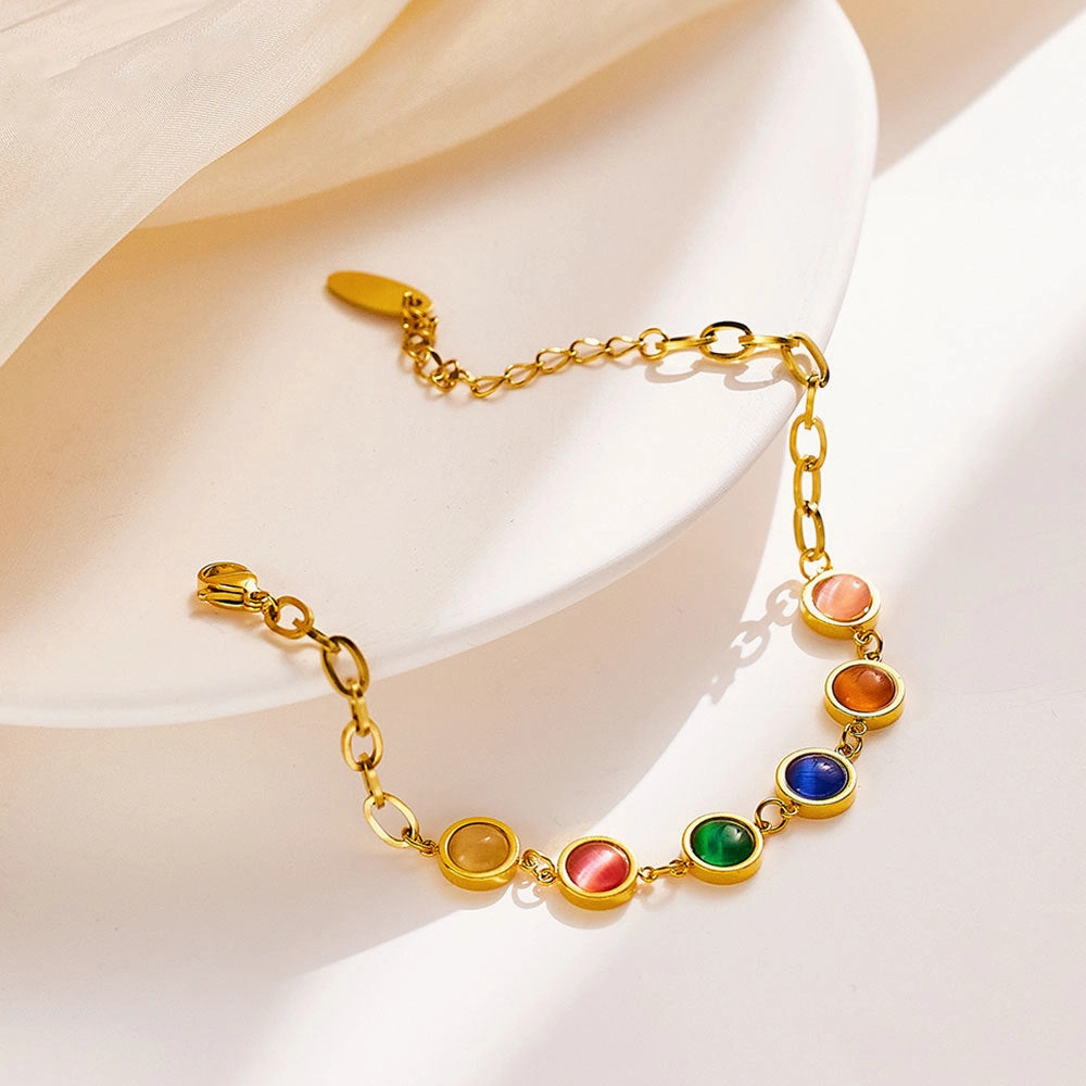 Wholesale Stainless Steel Colored Opal Titanium Steel Bracelet