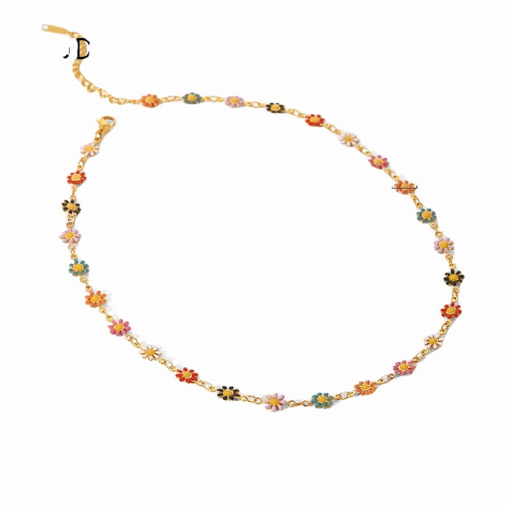 Wholesale Stainless Steel Colorful Small Daisy Chain Bracelet