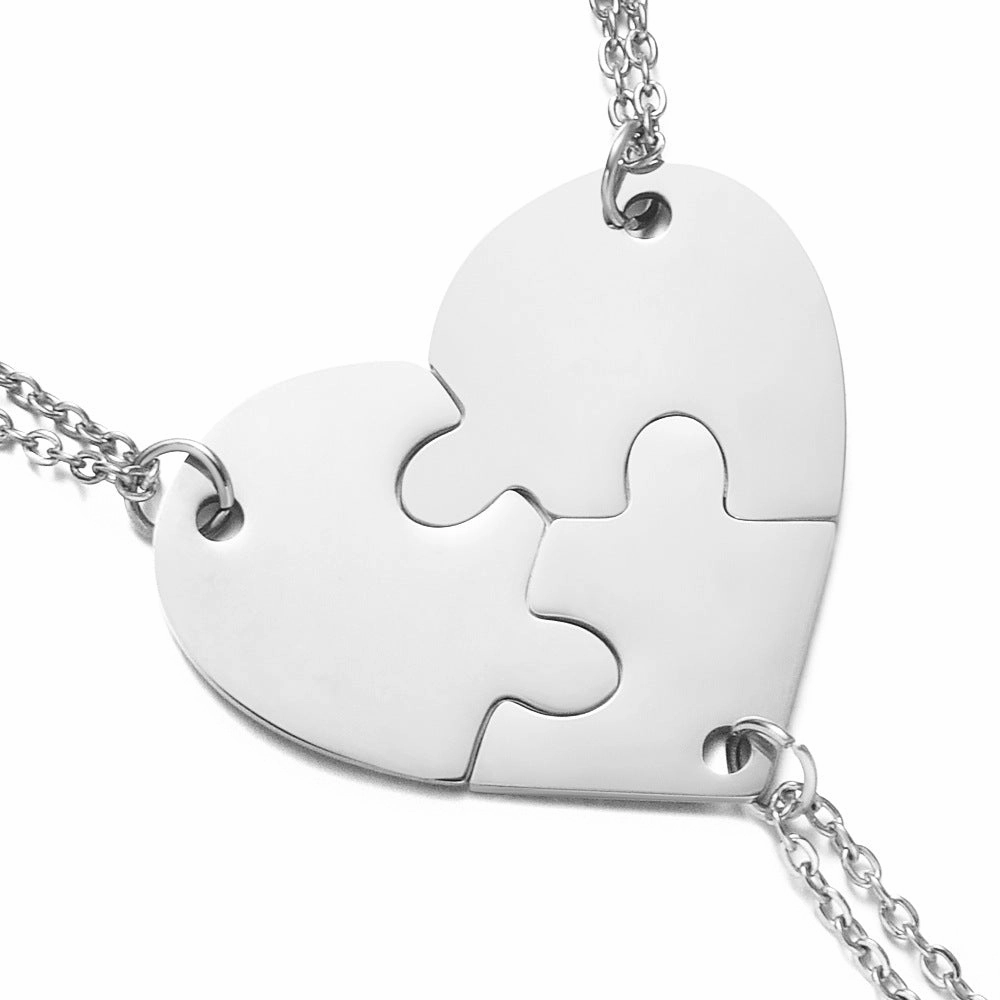 Wholesale Stainless Steel Combination Heart Shape Lettering diy Necklaces