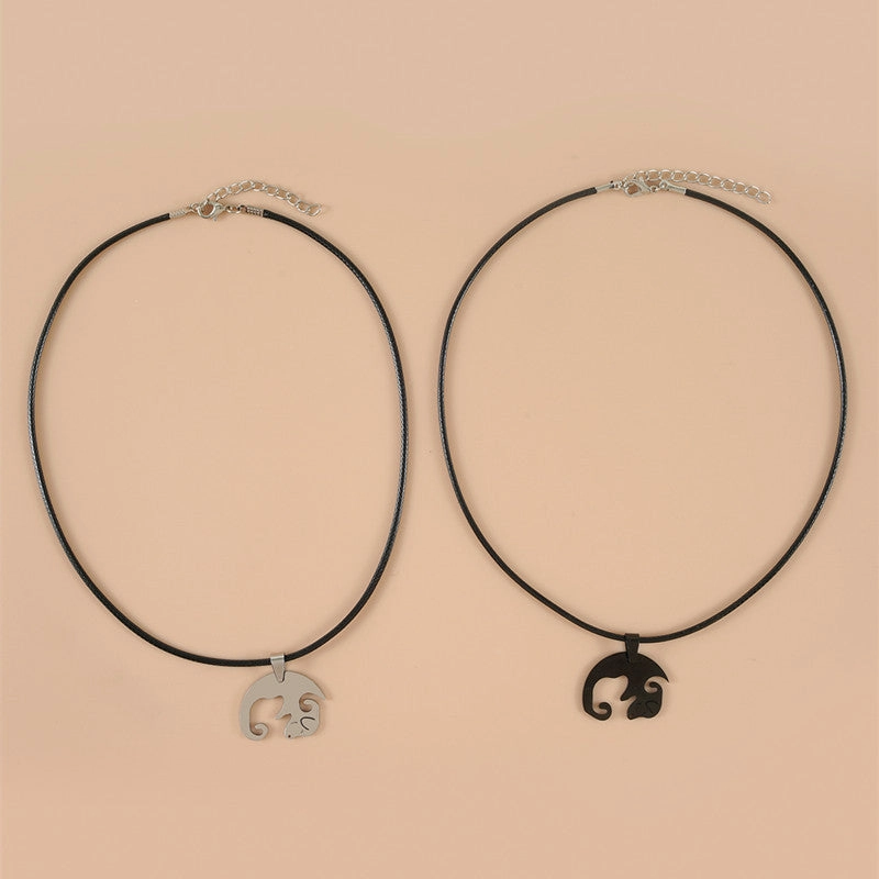 Wholesale Stainless Steel Couple Leash Necklaces Set