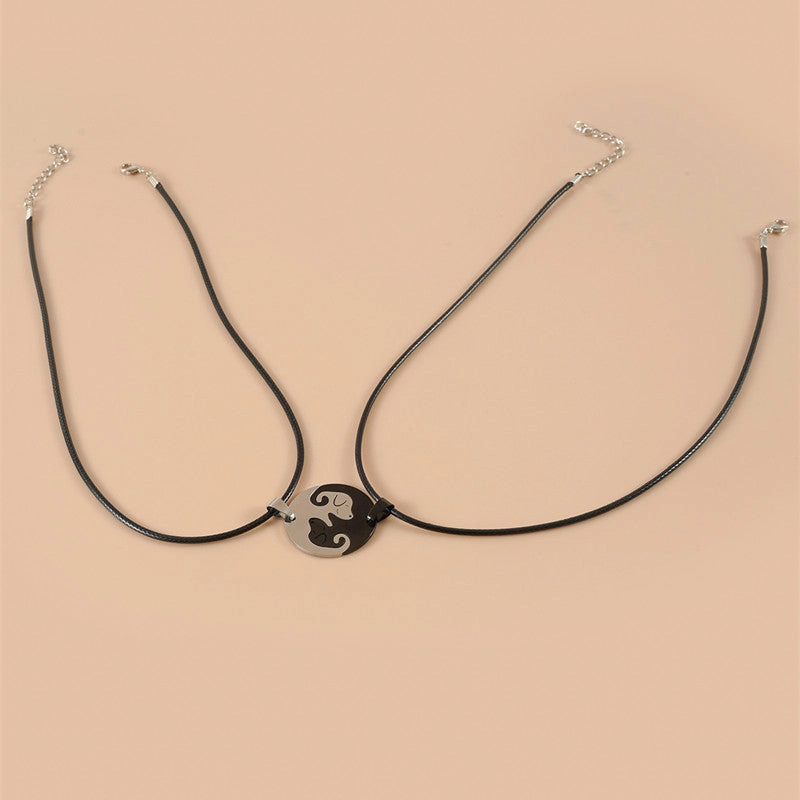 Wholesale Stainless Steel Couple Leash Necklaces Set