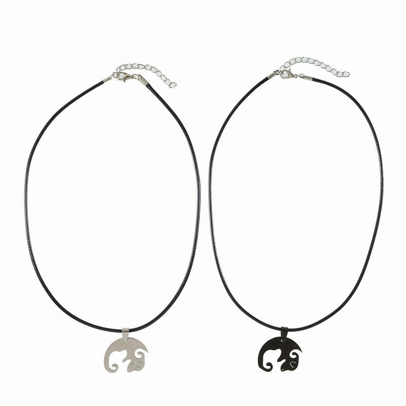 Wholesale Stainless Steel Couple Leash Necklaces Set