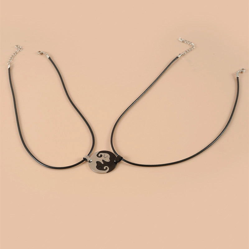 Wholesale Stainless Steel Couple Leash Necklaces Set