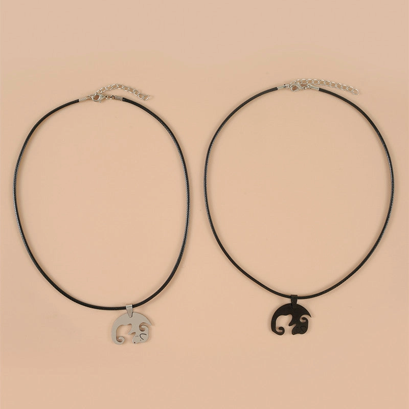 Wholesale Stainless Steel Couple Leash Necklaces Set