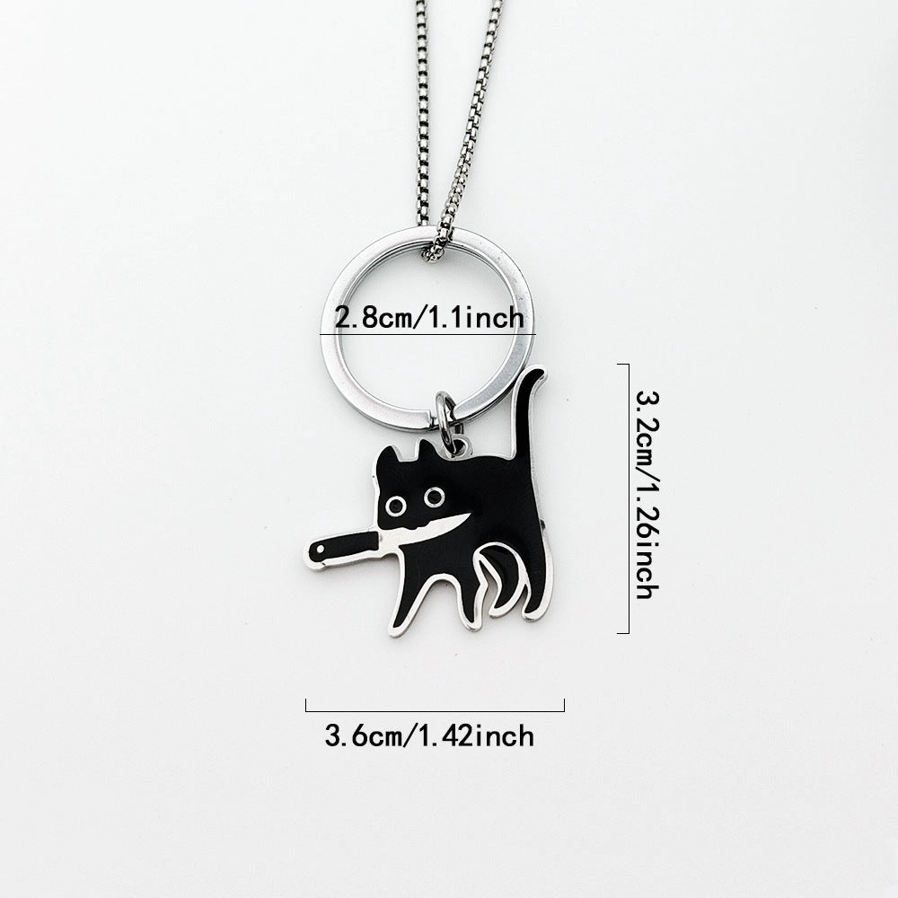 Wholesale Stainless Steel Creative Pocket Knife Cat Cartoon Titanium Steel Necklace