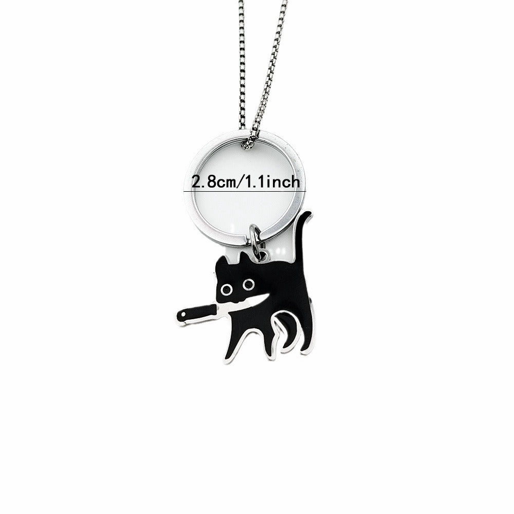 Wholesale Stainless Steel Creative Pocket Knife Cat Cartoon Titanium Steel Necklace