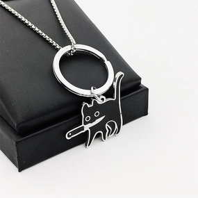 Wholesale Stainless Steel Creative Pocket Knife Cat Cartoon Titanium Steel Necklace
