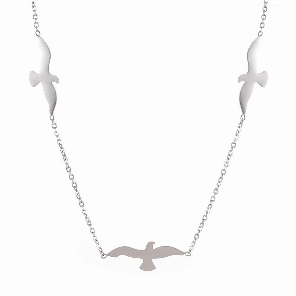 Wholesale Stainless Steel Creative Three Birds Collarbone Necklace