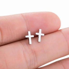 Wholesale Stainless Steel Cross Ear Studs Earrings