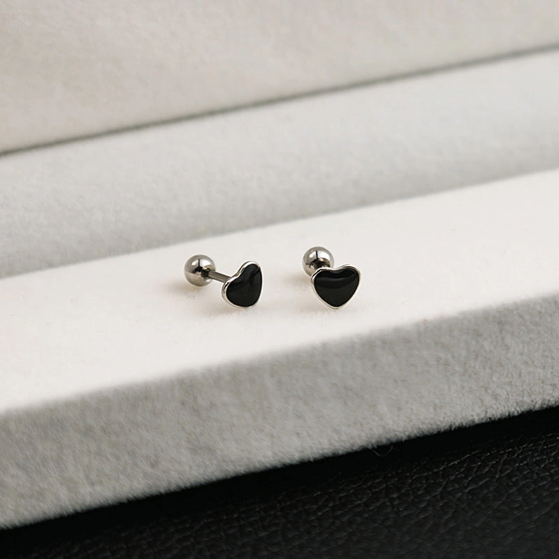 Wholesale Stainless Steel Cross Geometric Black Series Earrings