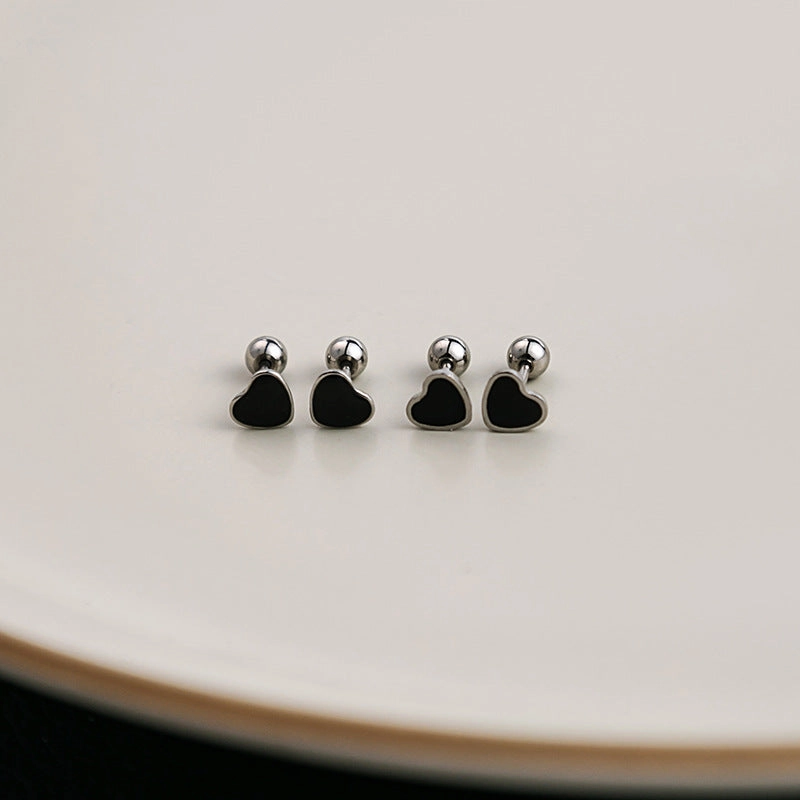 Wholesale Stainless Steel Cross Geometric Black Series Earrings