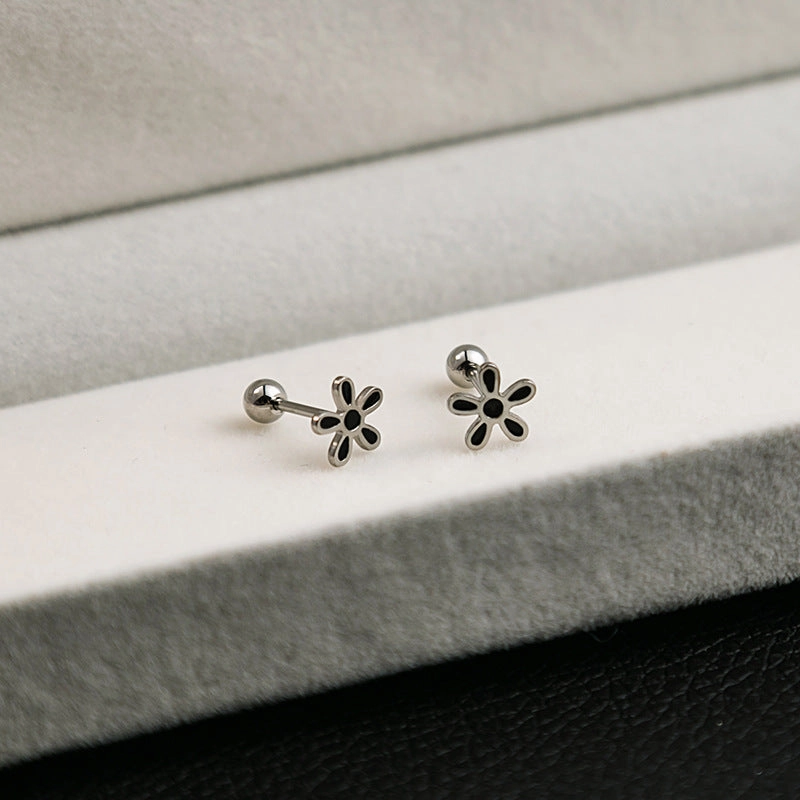 Wholesale Stainless Steel Cross Geometric Black Series Earrings