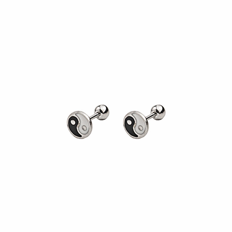 Wholesale Stainless Steel Cross Geometric Black Series Earrings