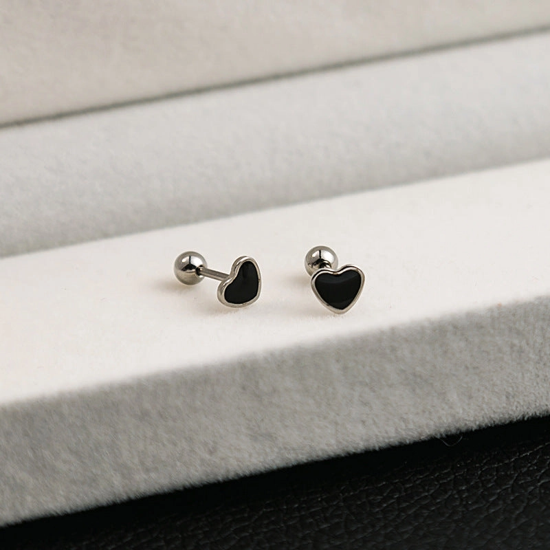 Wholesale Stainless Steel Cross Geometric Black Series Earrings