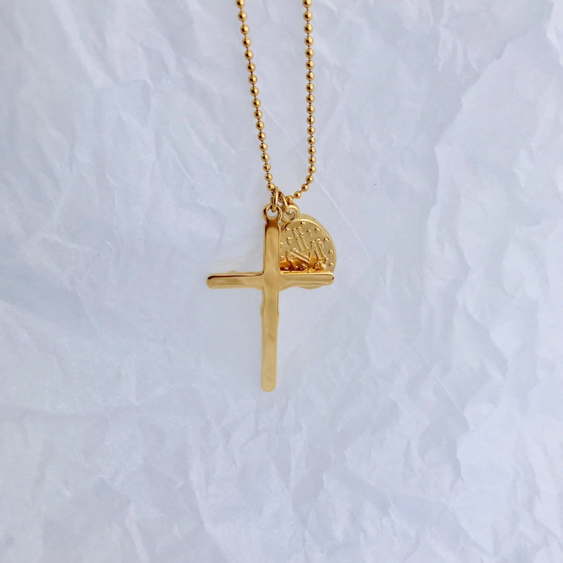 Wholesale Stainless Steel Cross Overlap Necklace