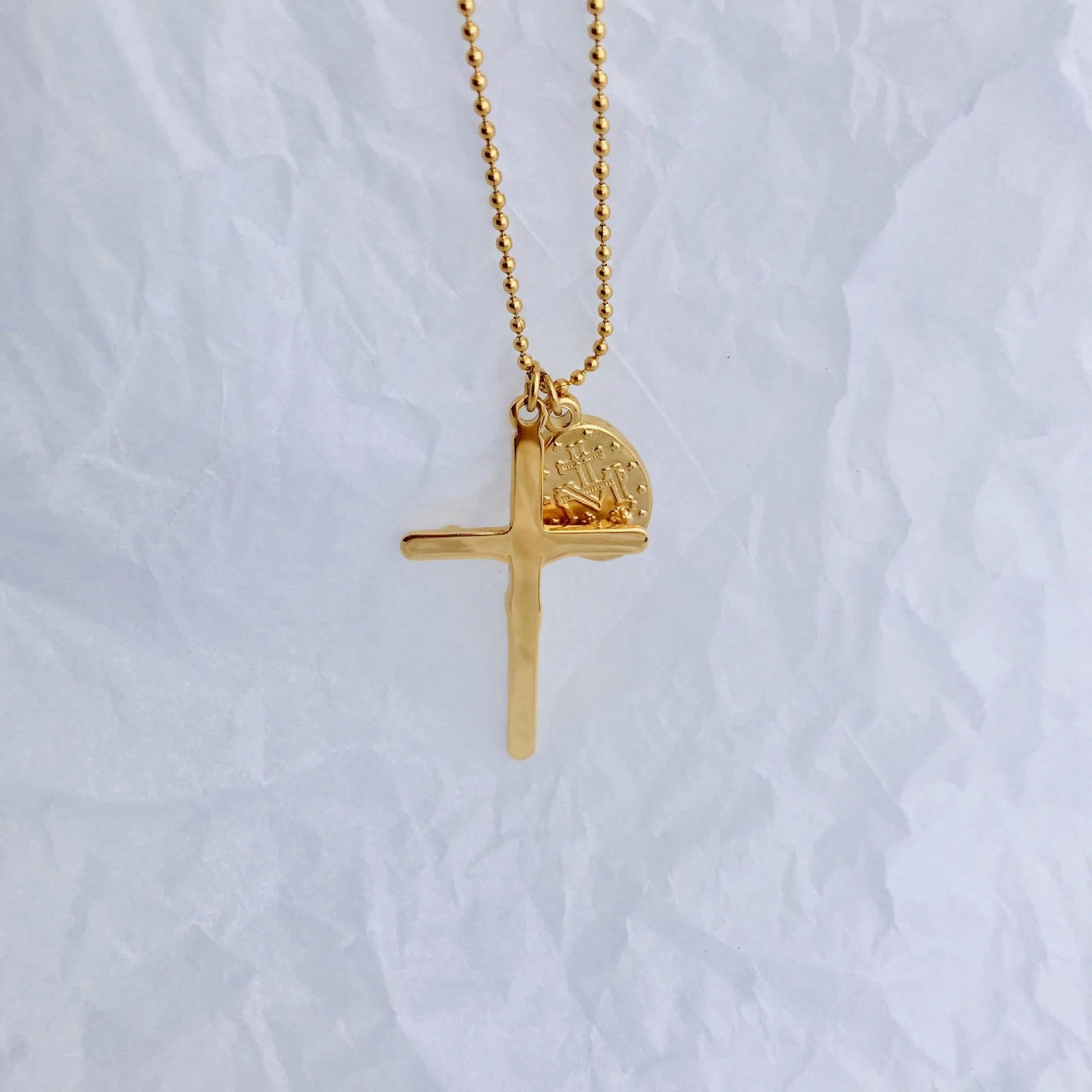 Wholesale Stainless Steel Cross Overlap Necklace