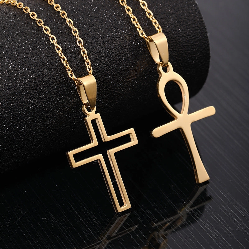Wholesale Stainless Steel Cross Titanium Steel Necklace Sweater Chain