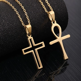 Wholesale Stainless Steel Cross Titanium Steel Necklace Sweater Chain