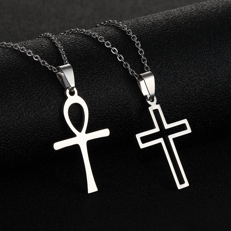 Wholesale Stainless Steel Cross Titanium Steel Necklace Sweater Chain