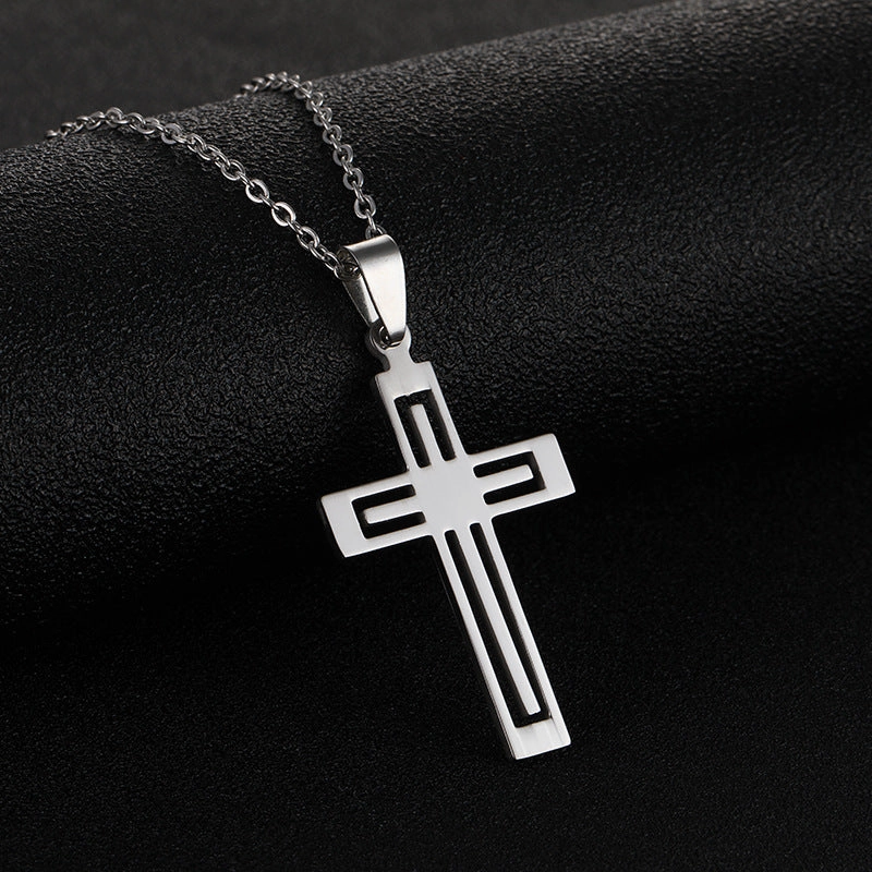Wholesale Stainless Steel Cross Titanium Steel Necklace Sweater Chain