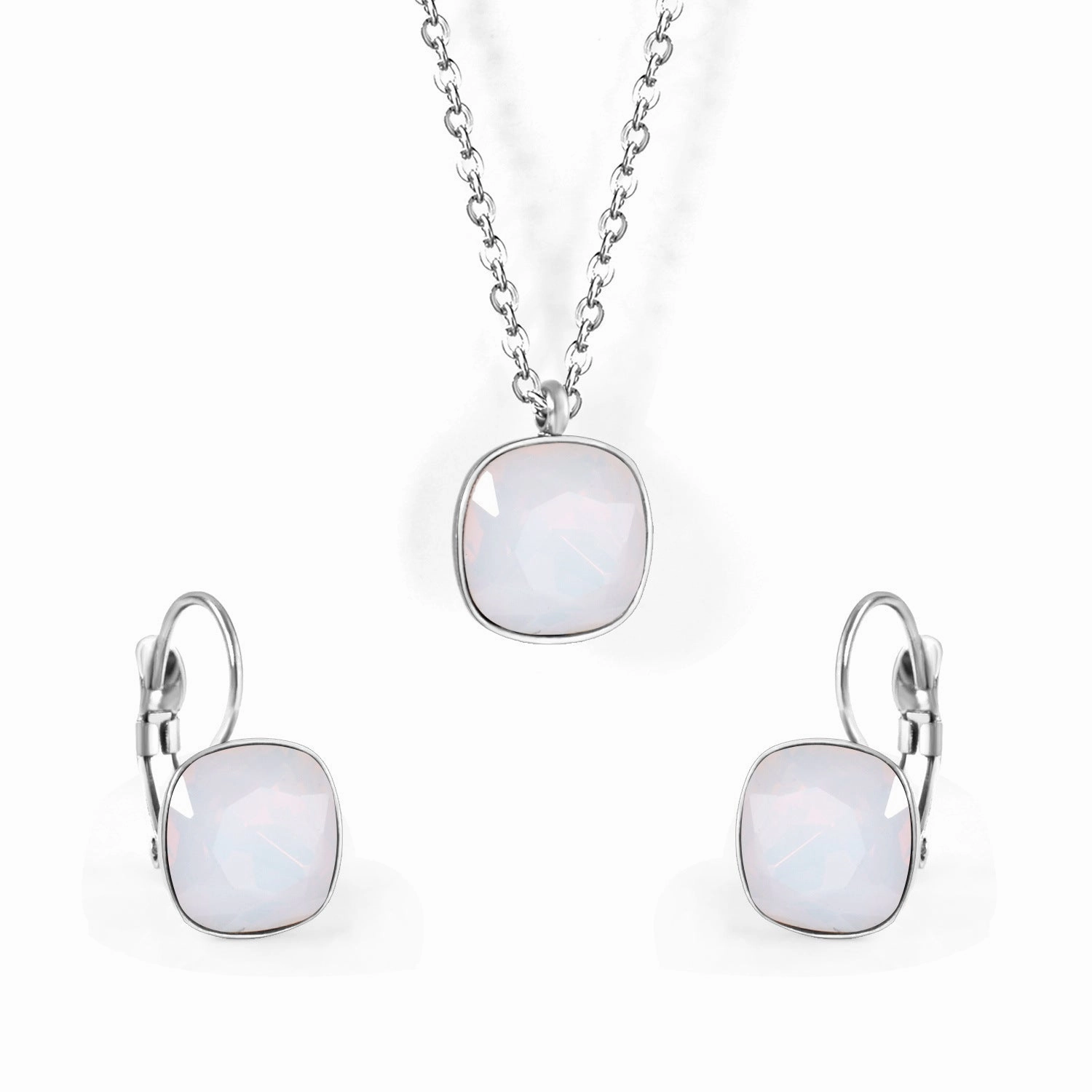Wholesale Stainless Steel Crystal Earrings Rhinestones Colored Necklace Set