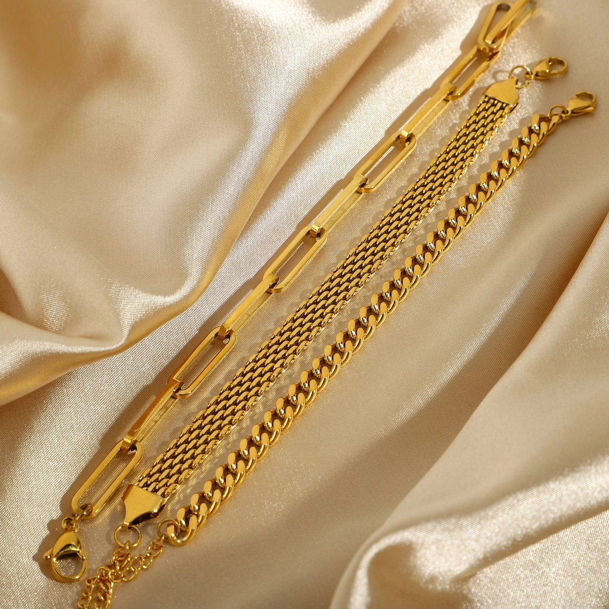 Wholesale Stainless Steel Cuba Mesh Belt Titanium Steel Gold Plated Wide Bracelet