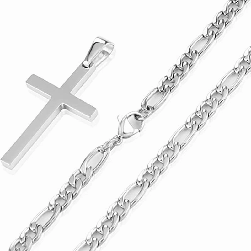 Wholesale Stainless Steel Cuban Chain Cross Necklaces
