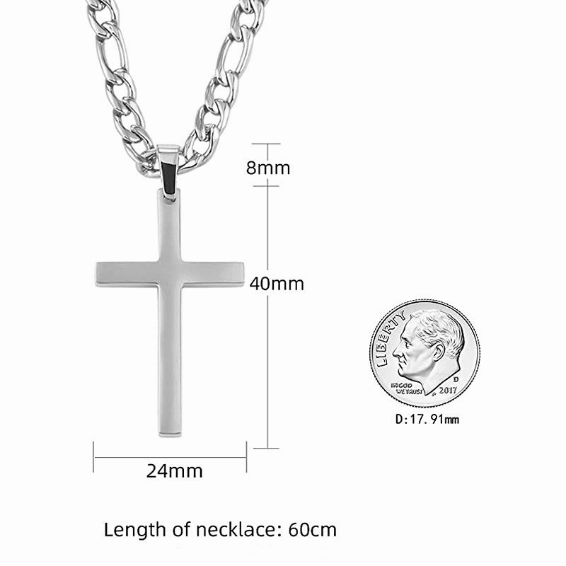 Wholesale Stainless Steel Cuban Chain Cross Necklaces