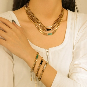 Wholesale Stainless Steel Cuban Chain Titanium Steel Gold Plated 18K Bracelet