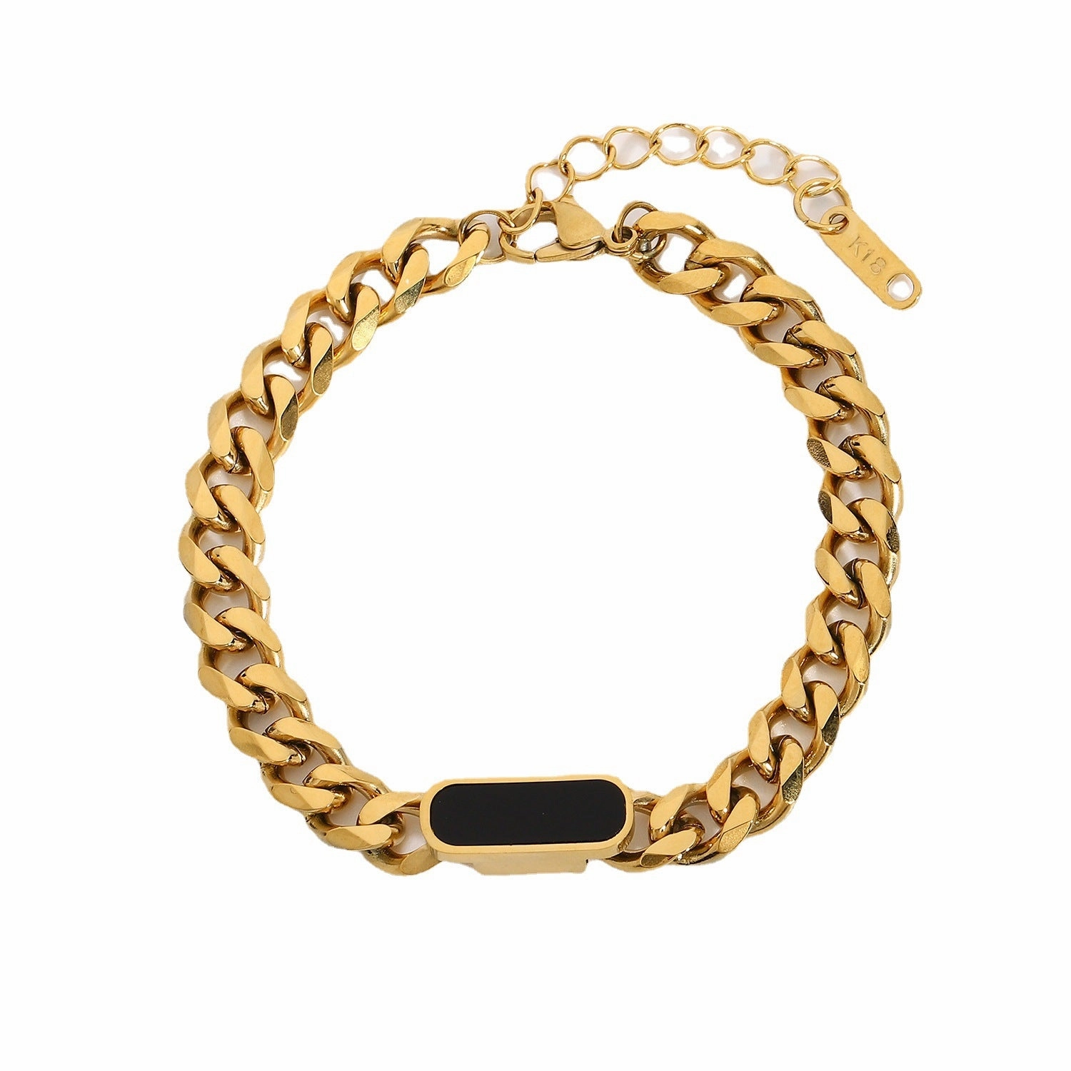Wholesale Stainless Steel Cuban Chain Titanium Steel Gold Plated 18K Bracelet