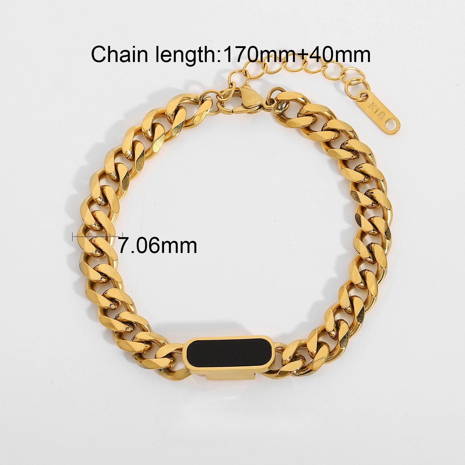 Wholesale Stainless Steel Cuban Chain Titanium Steel Gold Plated 18K Bracelet