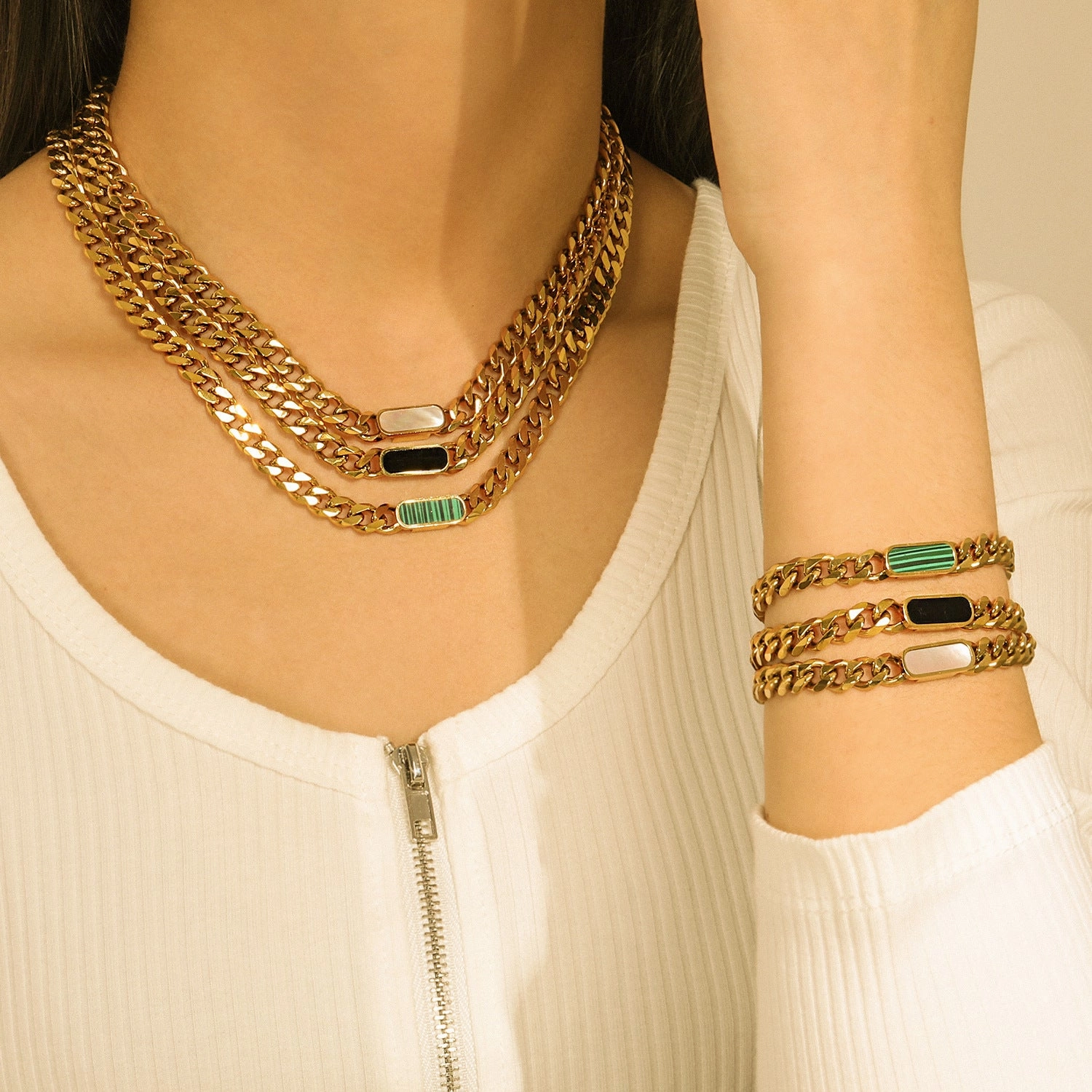 Wholesale Stainless Steel Cuban Chain Titanium Steel Gold Plated 18K Bracelet